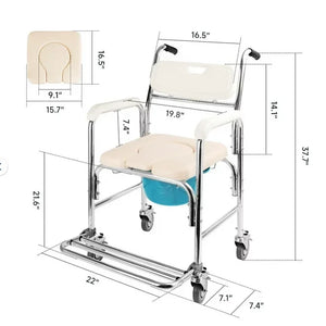 4 IN 1 COMMODE CHAIR, SHOWER CHAIR, WHEELCHAIR & NORMAL CHAIR WITH WHEELS WITH FOOT REST CHINA