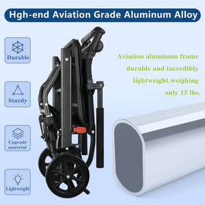 A03-6 Eazin Go Potable Folding Wheelchair Ultra Lightweight Transport Travelling Wheelchair with Hand Brake