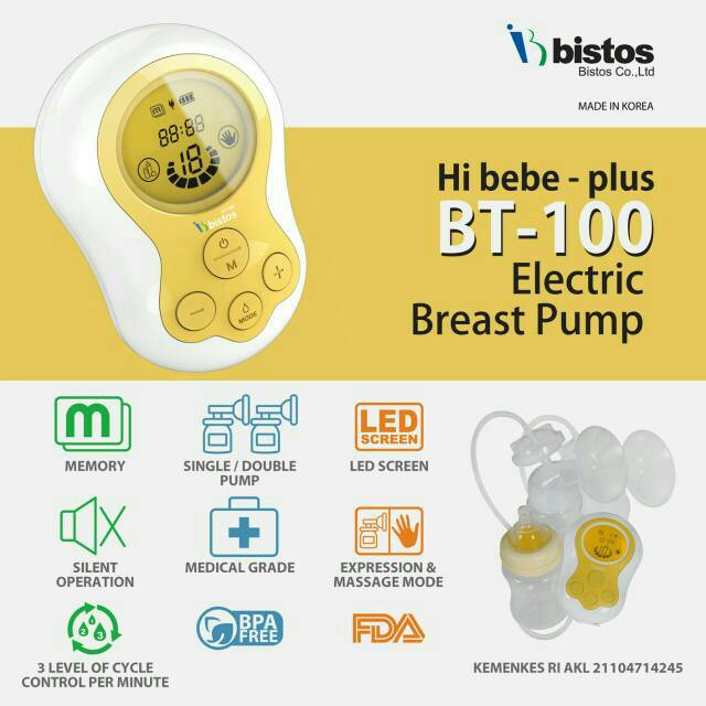 Hi Bebe Bistos BT100 Rechargeable Electric Double Breast Pump Bistos Korea